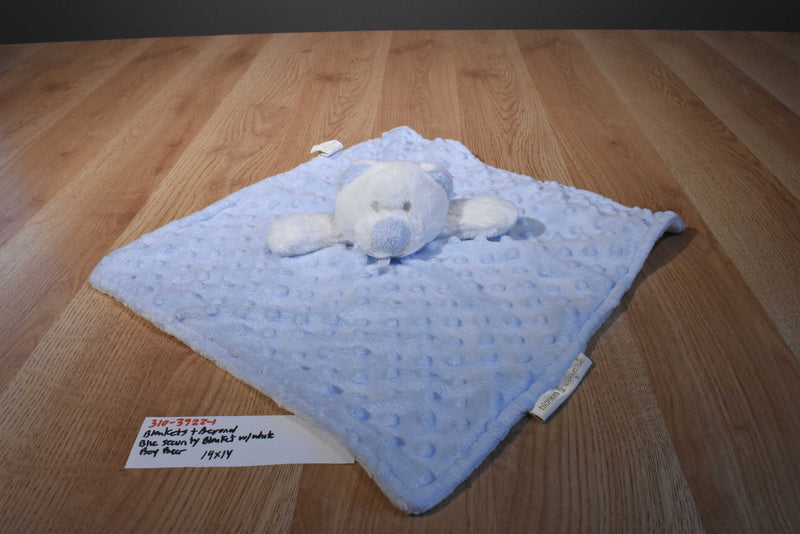 Blankets and Beyond Blue and White Boy Bear Security Blanket