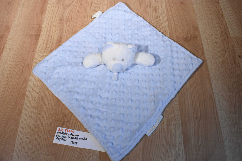 Blankets and Beyond Blue and White Boy Bear Security Blanket
