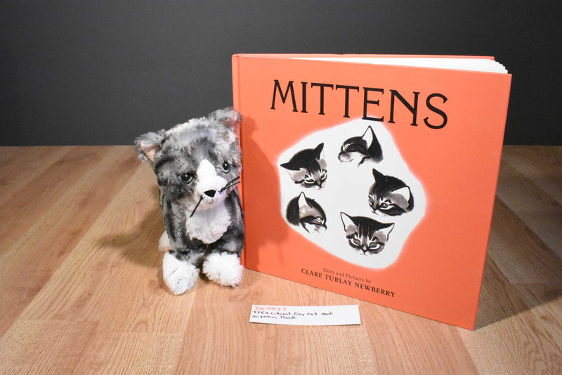IKEA Grey Tabby Kitten Lilleplutt Plush and "Mittens" Hard Cover Book