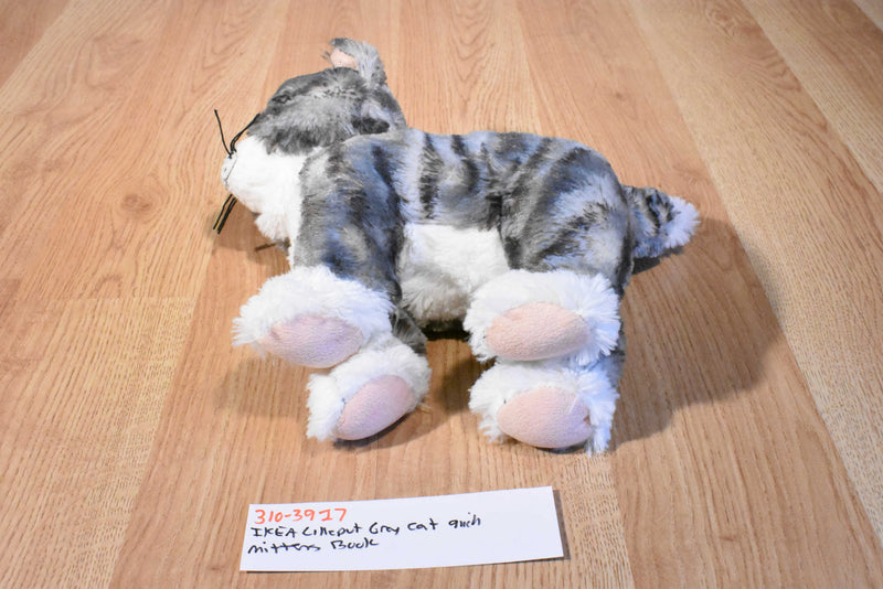 IKEA Grey Tabby Kitten Lilleplutt Plush and "Mittens" Hard Cover Book