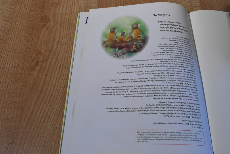 Wild Republic Squirrel Monkey 2016 Beanbag Plush/ "Little Monkey Lost" Softcover Book