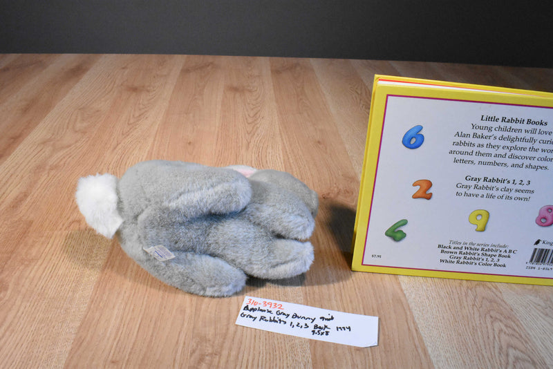 Applause Gray Bunny Rabbit Plush and Gray Rabbit's 1,2,3 Counting Hardcover Book