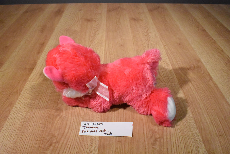 Pink and White Cat Plush From Jamaica with Blue Eyes
