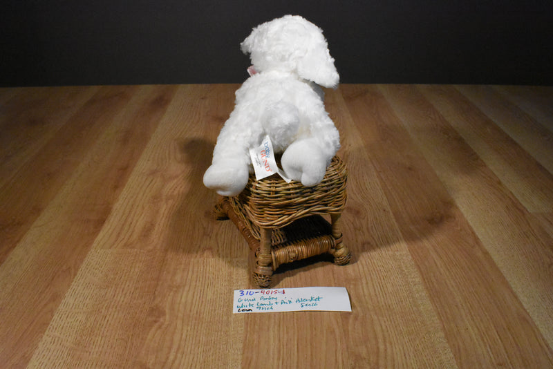 Gund Baby Lena the White Lamb plush with a Pink Blanket