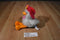 Peek-a-Boo White Duck Plush with a Pink Hat