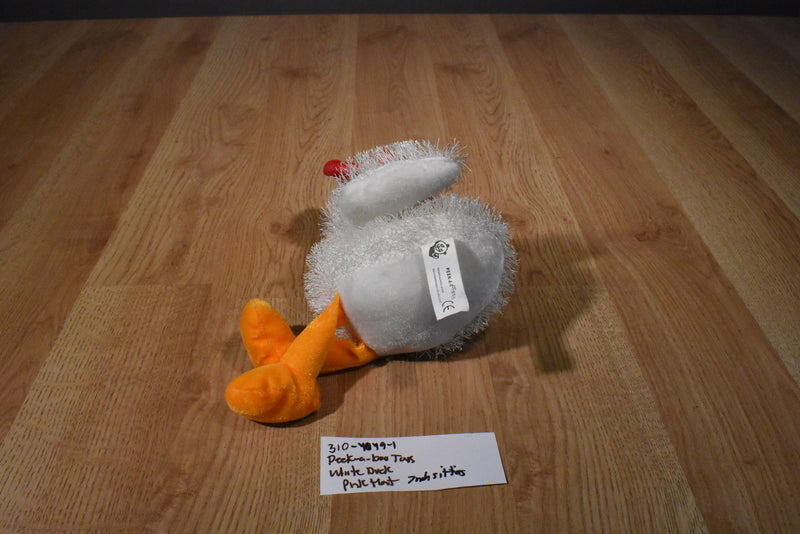 Peek-a-Boo White Duck Plush with a Pink Hat