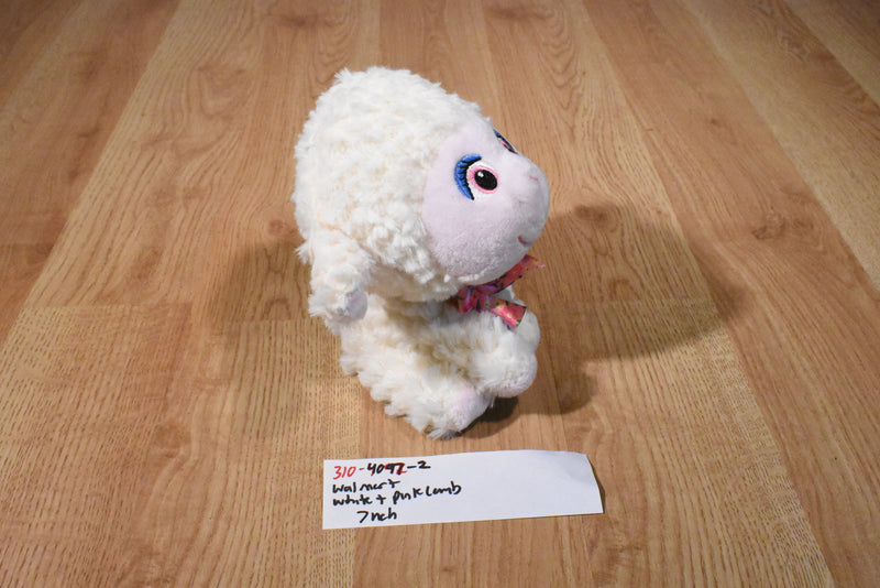 Walmart White and Pink Lamb Plush Wearing a Flower Bow