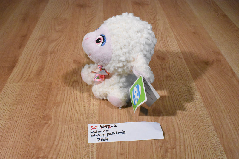 Walmart White and Pink Lamb Plush Wearing a Flower Bow