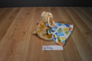 Little Miracles Brown and White Puppy Dog with Colored Square Patch Security Blanket