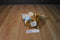 Little Miracles Brown and White Puppy Dog with Colored Square Patch Security Blanket