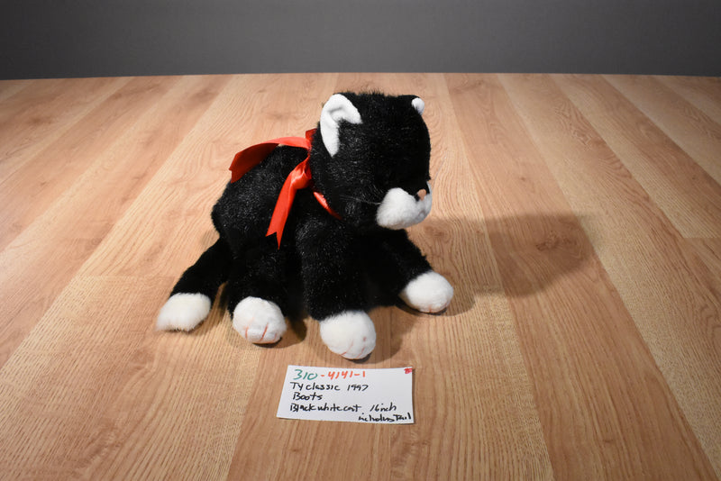 Ty Classic Boots Black and White Cat 1997 Beanbag Plush