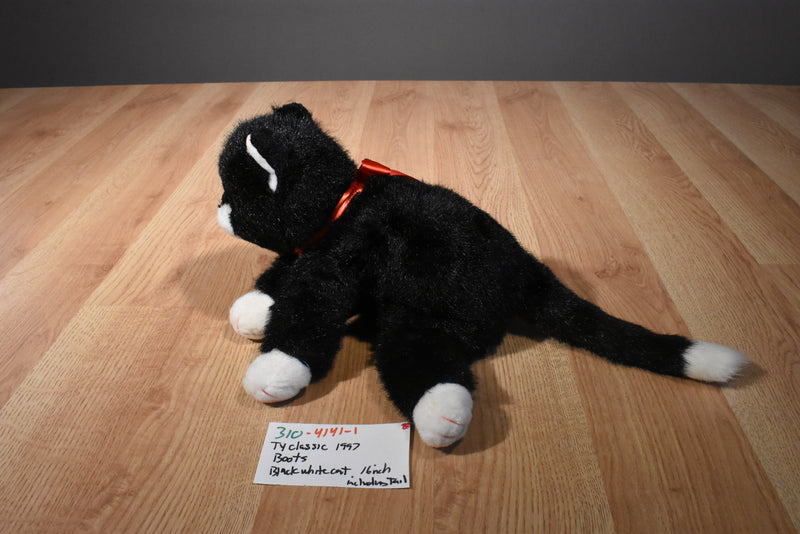 Ty Classic Boots Black and White Cat 1997 Beanbag Plush