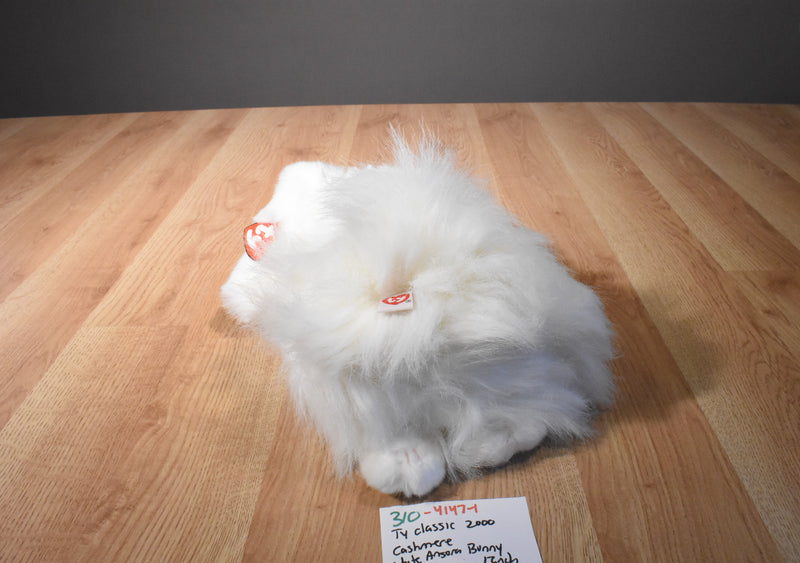 Ty Classic Cashmere White Fluffy Bunny Rabbit 2000 Beanbag Plush