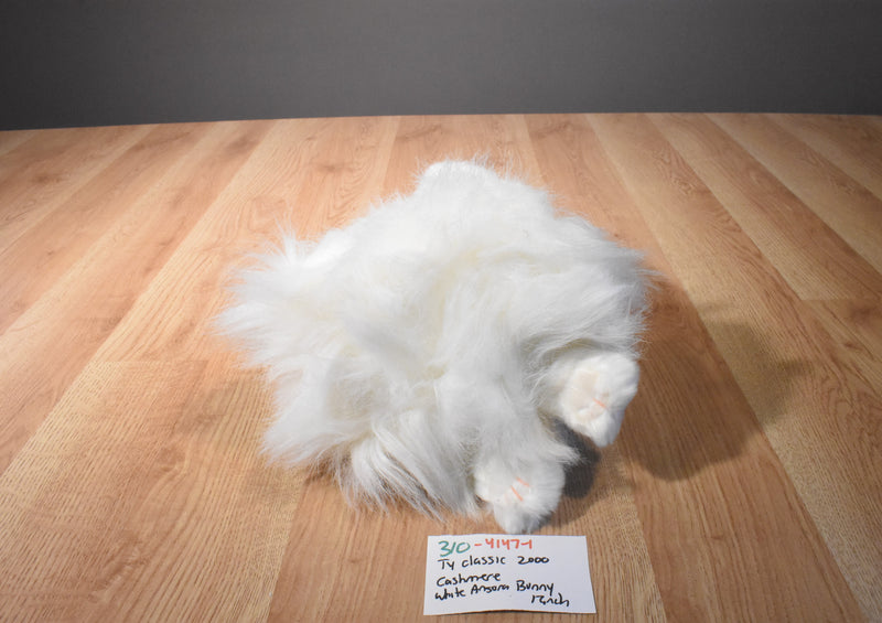 Ty Classic Cashmere White Fluffy Bunny Rabbit 2000 Beanbag Plush