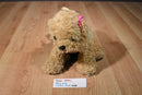 Toby NYC Beige Cocker Spaniel Dog Bag Plush with Pink Bows