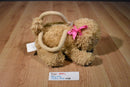 Toby NYC Beige Cocker Spaniel Dog Bag Plush with Pink Bows