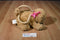 Toby NYC Beige Cocker Spaniel Dog Bag Plush with Pink Bows
