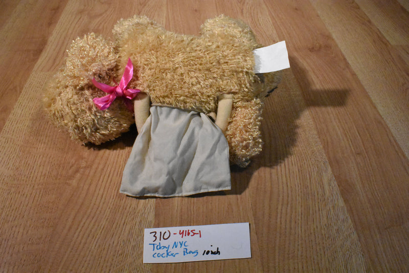Toby NYC Beige Cocker Spaniel Dog Bag Plush with Pink Bows