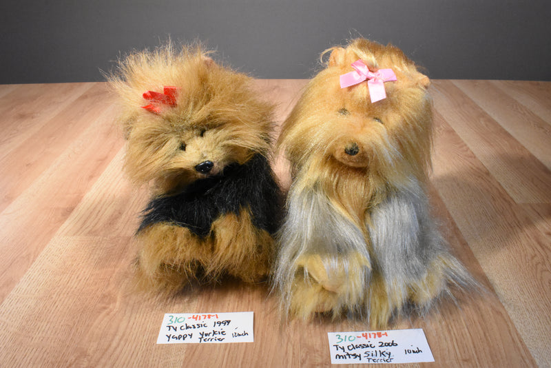 Ty Classic Yappy Yorkie 1999 and Mitsy Silky 2006 Beanbag Plush