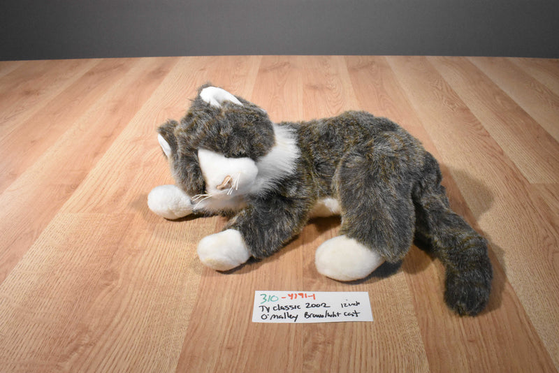 Ty Classic O'Malley Brown and Grey Tabby Cat 2002 Beanbag Plush