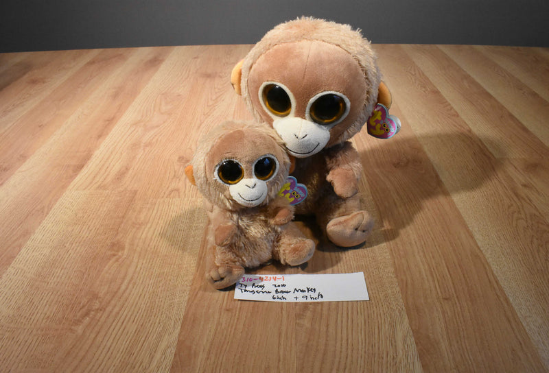 Ty Beanie Boos 2 Tangerine Tan Monkeys 2010 Beanbag Plush