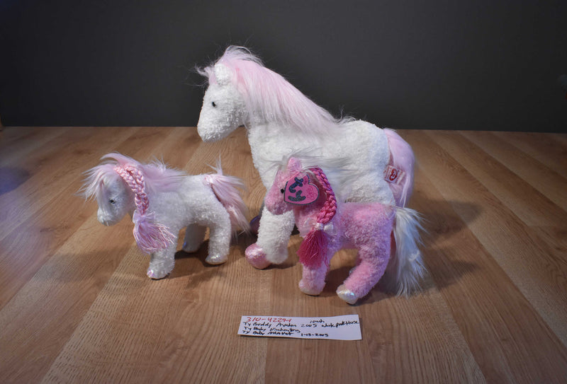 Ty Beanie Buddies Avalon and Babies Enchanting and Pinkys Minuet Horse Beanbag Plush