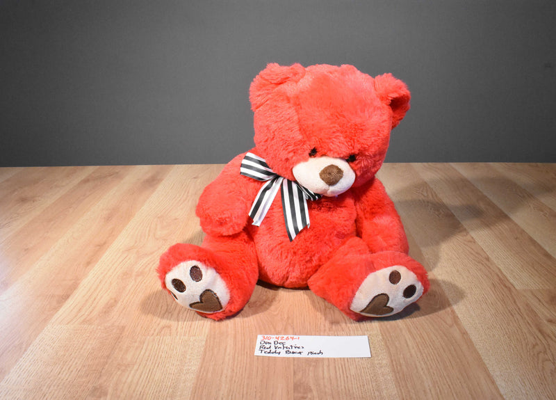 Dan Dee Red Valentines Teddy Bear Plush With Brown Hearts on Paws