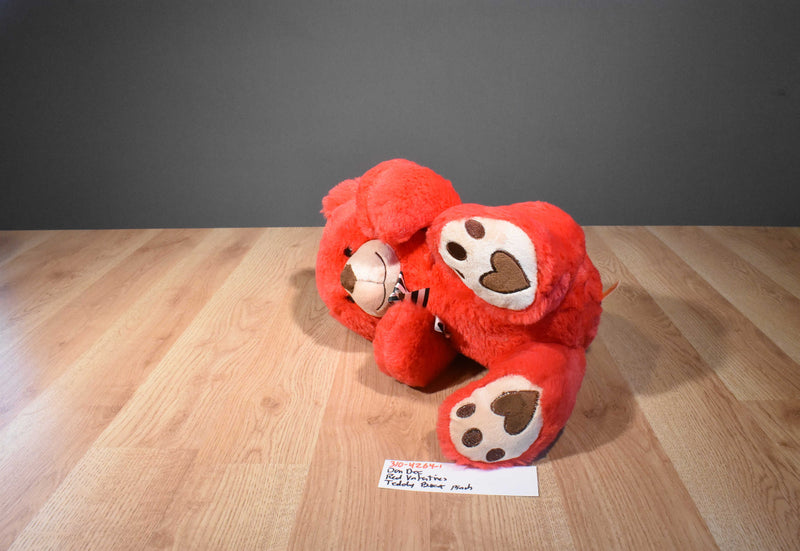 Dan Dee Red Valentines Teddy Bear Plush With Brown Hearts on Paws