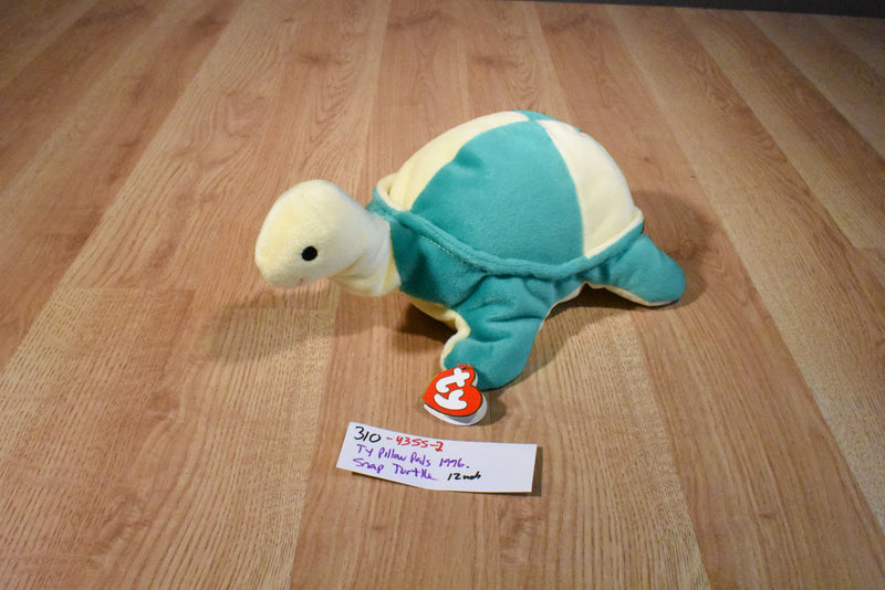 Ty Pillow Pals Snap the Green and Yellow Turtle 1996 Plush