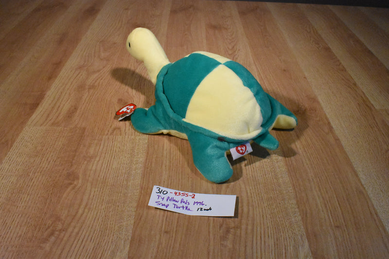 Ty Pillow Pals Snap the Green and Yellow Turtle 1996 Plush