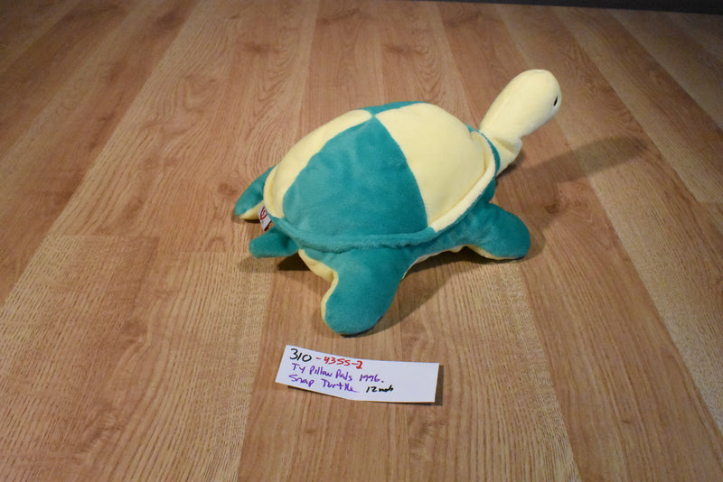 Ty Pillow Pals Snap the Green and Yellow Turtle 1996 Plush