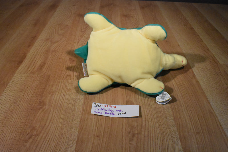 Ty Pillow Pals Snap the Green and Yellow Turtle 1996 Plush