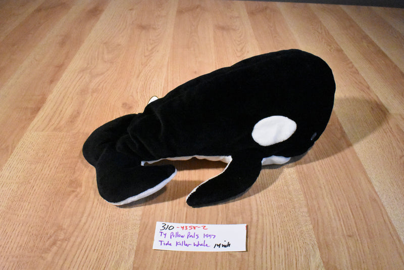 Ty Pillow Pals Tide the Black and White Killer Whale/ Orca 1997 Plush