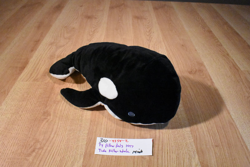 Ty Pillow Pals Tide the Black and White Killer Whale/ Orca 1997 Plush