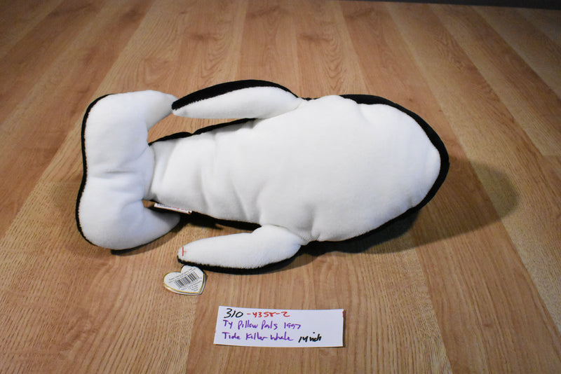 Ty Pillow Pals Tide the Black and White Killer Whale/ Orca 1997 Plush