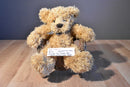 Russ Spriggs Tan Teddy Bear 1990's Beanbag Plush with Blue Plaid Bow