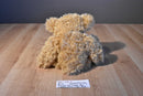 Russ Spriggs Tan Teddy Bear 1990's Beanbag Plush with Blue Plaid Bow