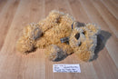 Russ Spriggs Tan Teddy Bear 1990's Beanbag Plush with Blue Plaid Bow