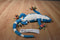 Fiesta Blue and White Glitter Gecko With Rainbow Feet Beanbag Plush