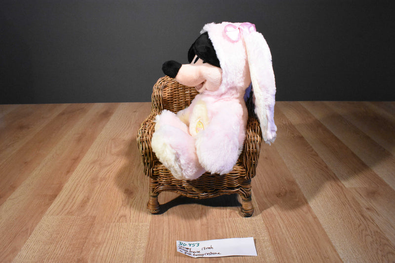 Disney Store Minnie Mouse Beanbag Plush in Pink/ Yellow Bunny Rabbit Costume
