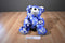 b Posh Blue and White Flowered Bear Beanbag Plush