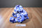 b Posh Blue and White Flowered Bear Beanbag Plush