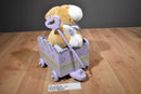 Commonwealth Tan Bunny Rabbit and White Plush in Purple Wooden Wagon