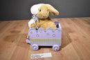 Commonwealth Tan Bunny Rabbit and White Plush in Purple Wooden Wagon