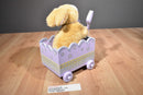 Commonwealth Tan Bunny Rabbit and White Plush in Purple Wooden Wagon