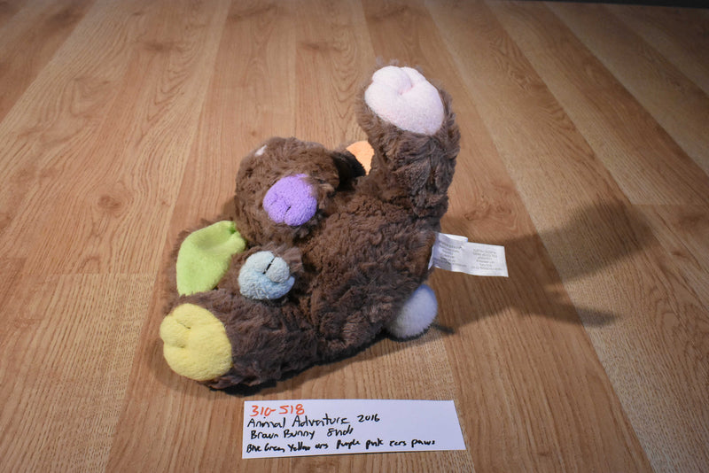 Animal Adventure Brown Bunny Rabbit 2016 Beanbag Plush with Pastel Colored Feet