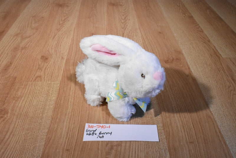 Gund White and Pink Bunny Rabbit Plush With a Blue Bow