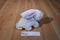 Gund White and Pink Bunny Rabbit Plush With a Blue Bow