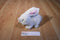 Gund White and Pink Bunny Rabbit Plush With a Blue Bow