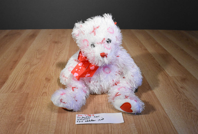 Ty Punkies Bitty Kiss White Bear With X's and O's 2005 Beanbag Plush